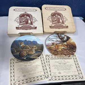 edwin m knowles china co “The Ocelot” & “The Cougar” W/COA Plates CRAFTSMANSHIP - Picture 1 of 9