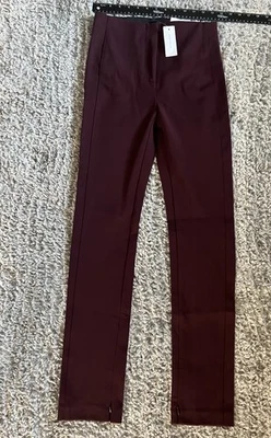 Pantalón Ann Taylor Burgundy The Audrey tiro alto cremalleras en el dobladillo talla 0 nuevo con etiquetas Foto 1 de 4