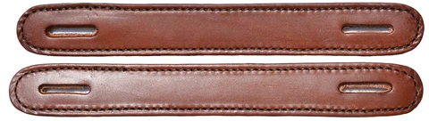 Lot of 2 Brown Leather Double & Stitched Slotted Steamer Trunk Handles #100BR Cover