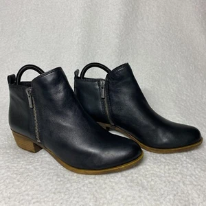 Lucky Brand Double Zipper Ankle Boots Basel Booties Black Leather Size 7.5M - Bild 1 von 15