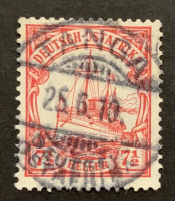 Travelstamps: GERMANY GERMAN EAST AFRICA STAMPS Kaiser’s Yacht 7½h TANGA Used - Image 1 of 4