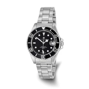 Ladies Charles Hubert Solid Stainless Steel Black Dial Watch - Picture 1 of 5