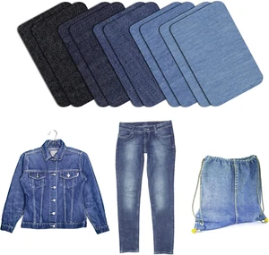 10 Pcs Denim Patches for Jeans Repair,Iron-On Jean Patches inside & outside Stro - Picture 1 of 7