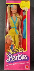 VINTAGE 1980 MATTEL MY FIRST BARBIE PUPPE NRFB #1875 IN BOX GELB KLEID (Z) - Bild 1 von 2
