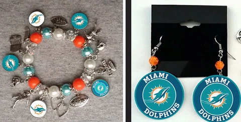 Miami Dolphins earring and bracelet set Cover