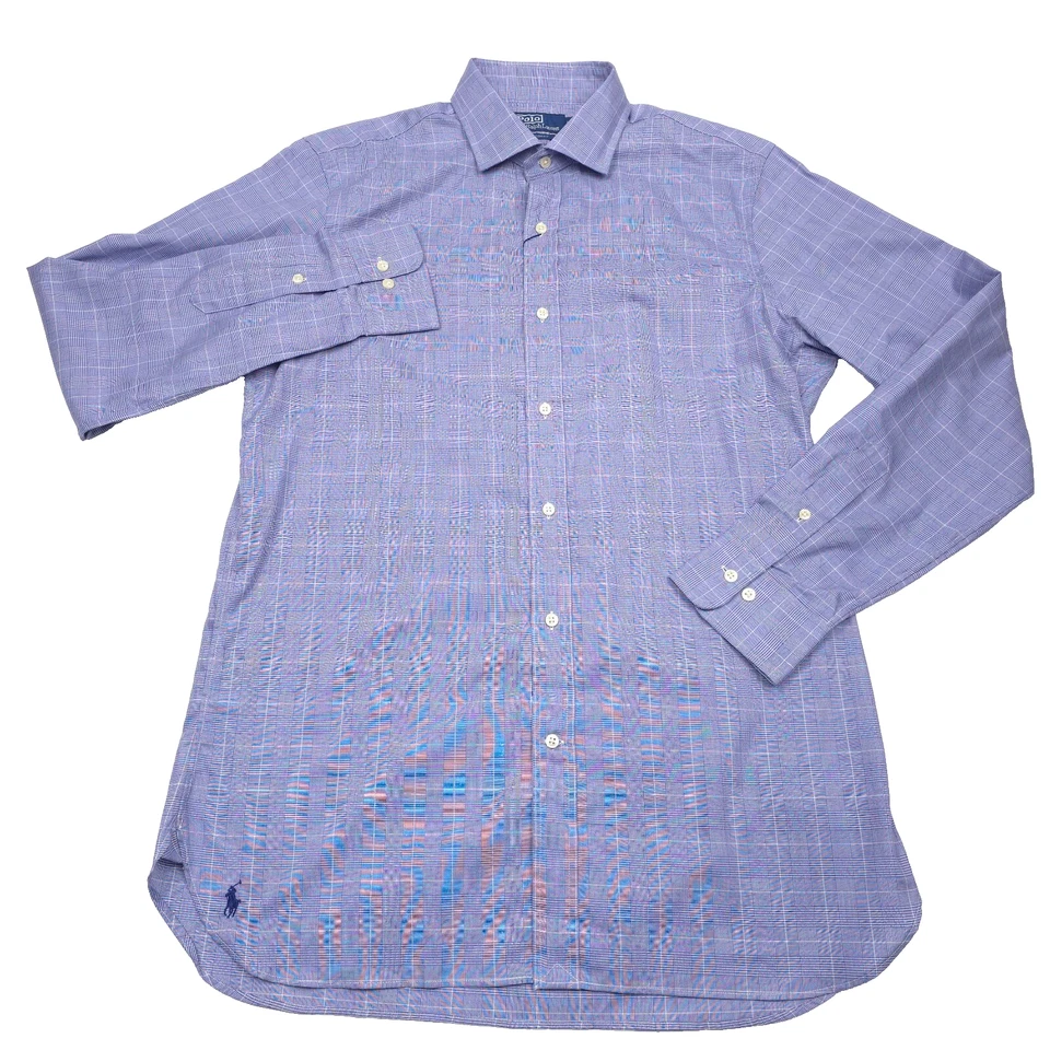 $168 Polo Ralph Lauren Calce Personalizado Azul Cuadros Popelina Camisa de Vestir Hombres Grande 16.5 Foto 1 de 4