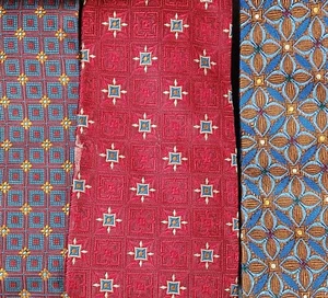 Hickey Freeman Designer Silk Neck Tie Lot of 3 Paisley and Patterns USA Italy - Picture 1 of 9