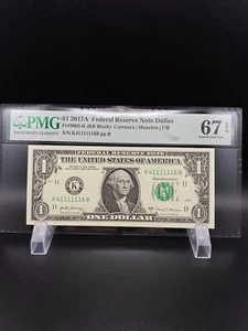 2017A-1 Dollar bill. Grade 67 by PMG. very nice bill .Low Number Bill. - Picture 1 of 4