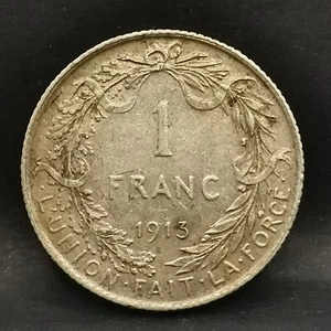 1 FRANC 1913 ARGENT 835‰ ALBERT I En Français BELGIQUE / BELGIUM SILVER - Picture 1 of 2