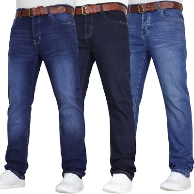 Mens Crosshatch Branded Designer Regular Fit Straight Leg Denim Jeans Pants Size