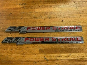 6.0L 6.0 POWER STROKE TURBO DIESEL FENDER BODY EMBLEMS FITS FORD F250 F350 CH/RD - Picture 1 of 5