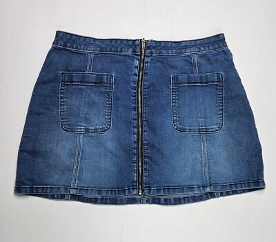 Falda Hollister Mujer Denim Línea A Frontal Cremallera Completa Bolsillos Talla 13/31 Y2K Foto 1 de 4