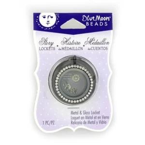 Blue Moon Perlen GESCHICHTE MEDAILLONS Metall & Glas Medaillon - SCHWARZ mit Strass - Bild 1 von 1