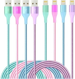 4 Pack Lightning Cable 6ft 4 Colors HaoKanDe  iPhone Charger Apple MFi Certified - Picture 1 of 6