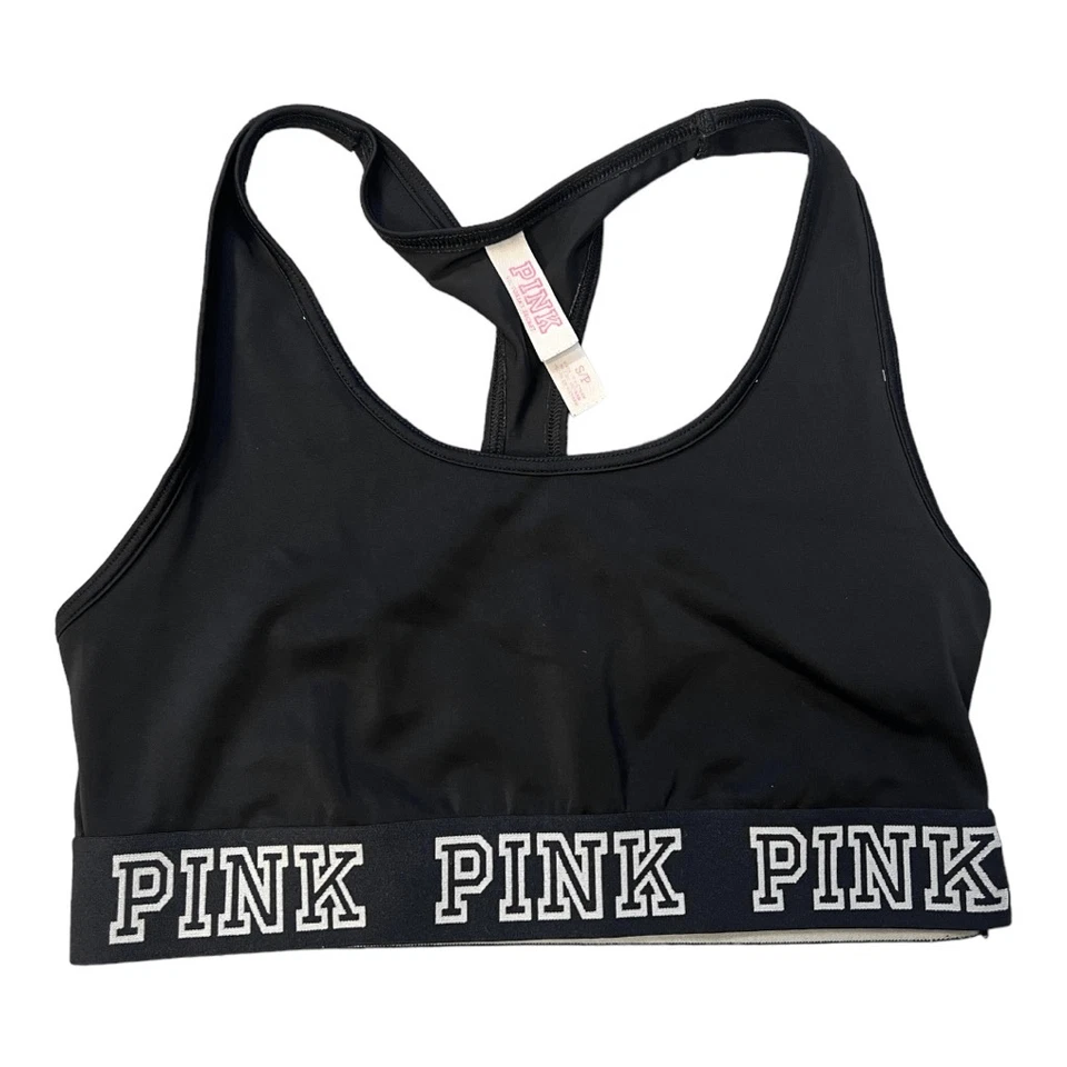 Sujetador deportivo para mujer Victorias Secret ROSA Nation negro corto activo bralette - talla S Foto 1 de 1