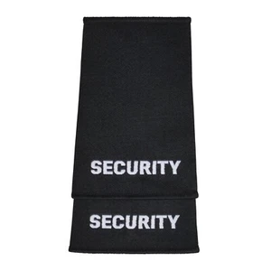 Bestickte SICHERHEIT schwarze Schulterklappen Schieberegler Schulter Rutsche Uniform Abzeichenschutz - Bild 1 von 2