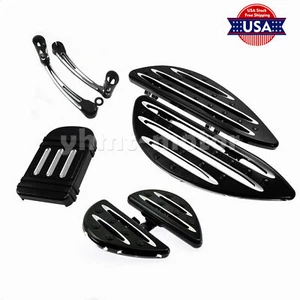 Black Heel Toe Shift Lever F&R Floorboard Brake Pedal Fit For Touring Softail - Imagen 1 de 12