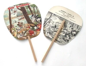 Walt Disney Hand Fan on Wood Stick Antique Silly Symphony 1930's Donald Duck Elm - Picture 1 of 1