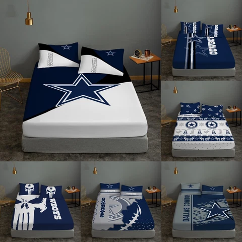 Dallas Cowboys 3PCS Bed Sheet Set Fitted Sheet Pillowcases Deep Pocket Gift Cover