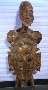 Senufo African Wooden Mask Original Ivory Coast - Picture 1 of 8