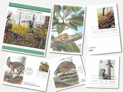USPS FDI 2002 'Longleaf Pine Forest' First Day Souvenir & FDI total 13 items - Imagem 1 de 4