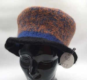 Handmade FELTED WOOL Hat Small Brimmed Multicolored Unique Felted Winter Cloche - Bild 1 von 9
