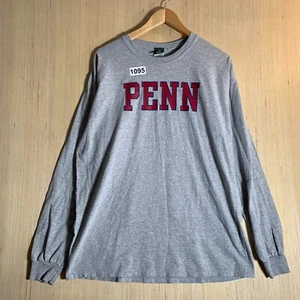 Vintage Penn Shirt Adult Size Large Grey Long Sleeve Mens Spell Out Pullover Y2K - Picture 1 of 12