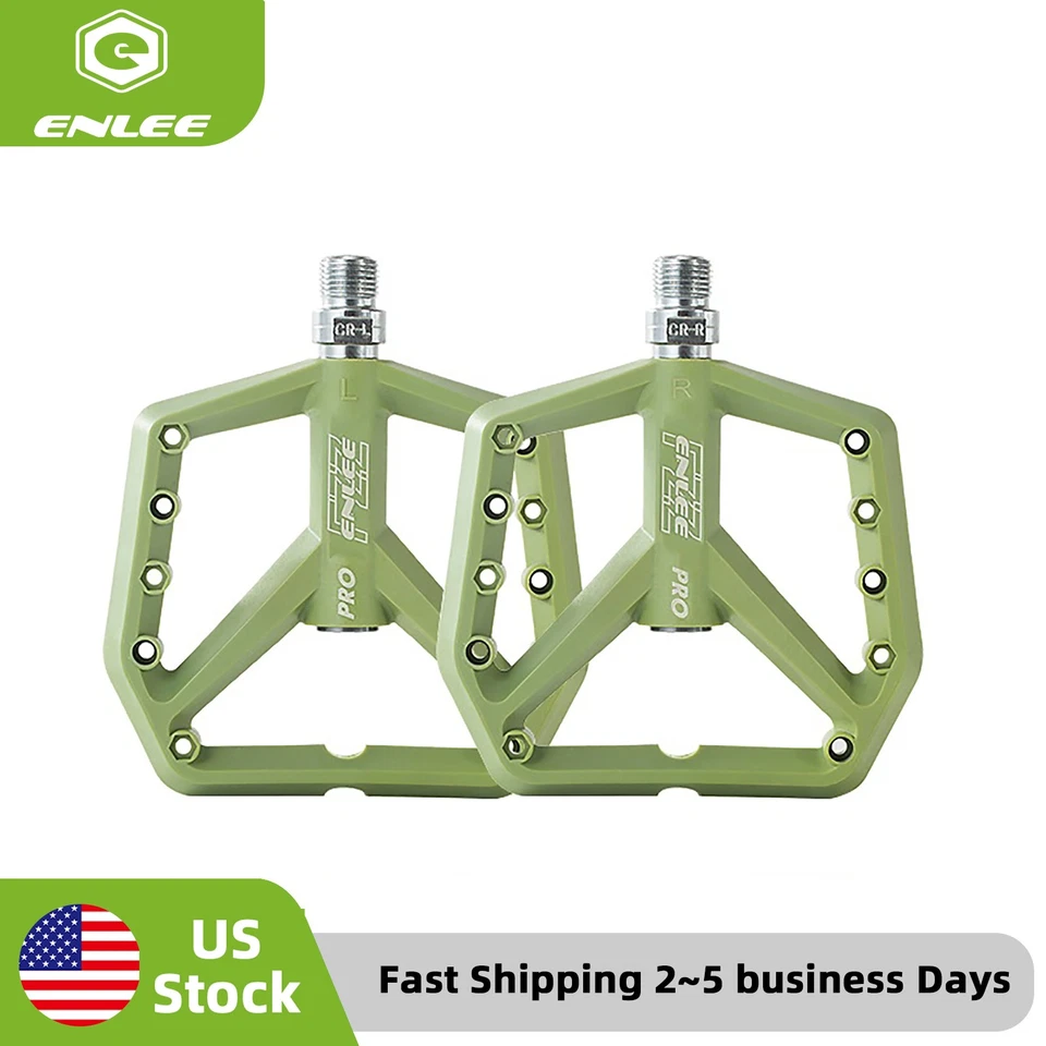 Pedales de nailon para bicicleta de carretera ENLEE MTB, ensanchamiento ligero, pedales de cojinete DU de 9/16 pulgadas Foto 1 de 4