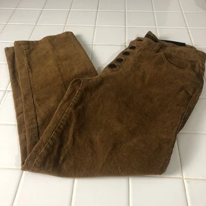 Lucky Brand Mid Rise Authentic Straight Crop Pants Womens 6/28 Brown Corduroy - Picture 1 of 10