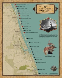 Shipwreck Map of the Florida Treasure Coast Vero Beach - Picture 1 of 4