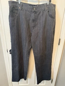 Square Zero Jeans Herren 42x32 schwarz weites Bein Grafik Taschen Streetwear Y2k Hose - Bild 1 von 6