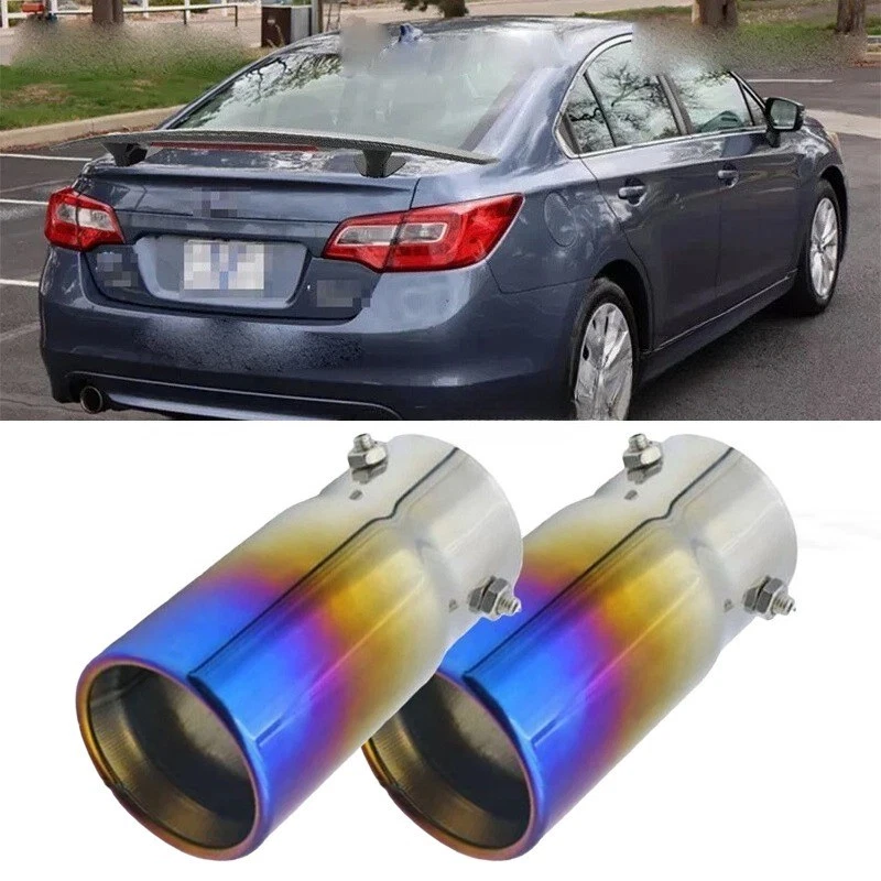 2xFor Subaru Legacy Exhaust Pipe Tip Rear Tail Throat Muffler Stainless Foto 1 de 4