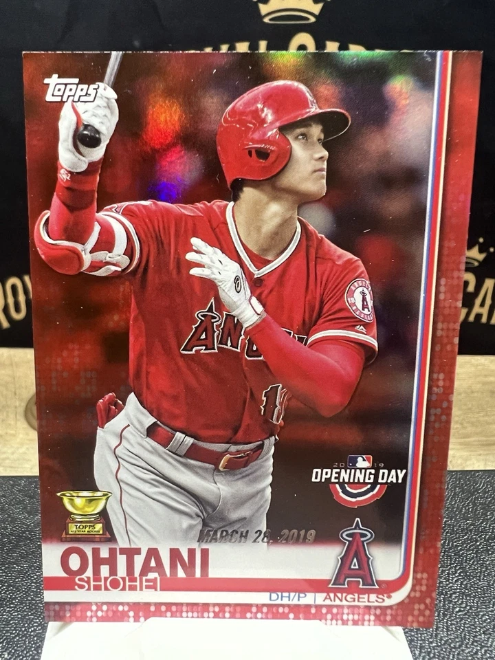 2019 Topps Shohei Ohtani #100 Opening Day Red Foil SP All Star Rookie Trophy - Image 1 of 2