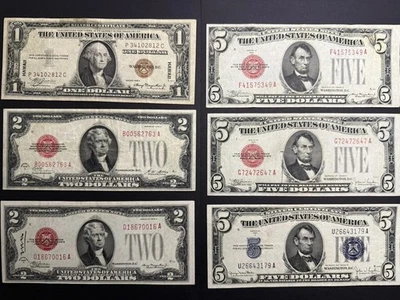 Lot Of 6 1928-1935 Notes (legal Tender, Silver Certificate, Hawaii) - Image 1 of 2