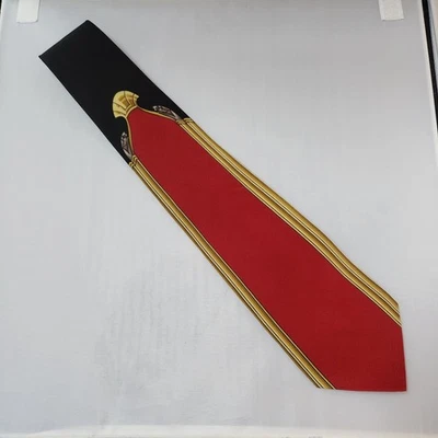 Vitaliano Pancaldi Men's Necktie Tie Silk Red Black Gold Geometric Abstract EUC - Image 1 of 4