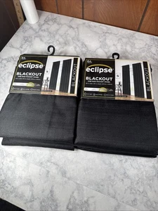 (2) ECLIPSE Blackout Curtain Panel 42" x 84” Braxton Black Thermaback - Picture 1 of 6