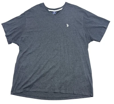 Camisa polo masculina Assn 3XL cinza urze gola V manga curta logotipo mistura de algodão EUA - Imagem 1 de 4