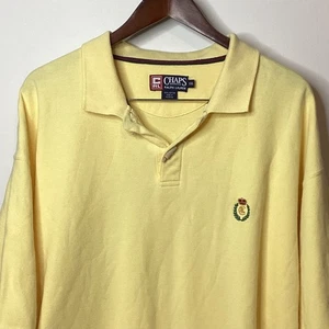 Camisa Polo Y2K Chaps Ralph Lauren XXL Amarilla Manga Larga Escudo Logo Ropa de Hombre - Imagen 1 de 9