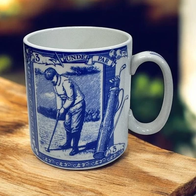 Vintage Golfer Mug Cup Room Collection Spode Blue and White  - Image 1 of 4