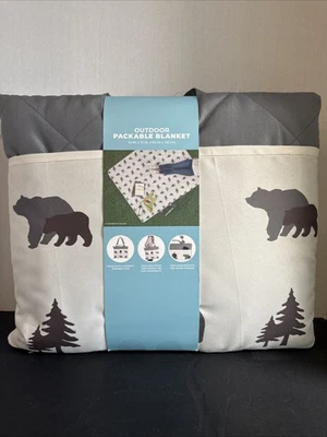 BHF Pendleton Outdoor Packable Blanket 60"x72" Large Outside Pockets Gray Bear - Image 1 of 4