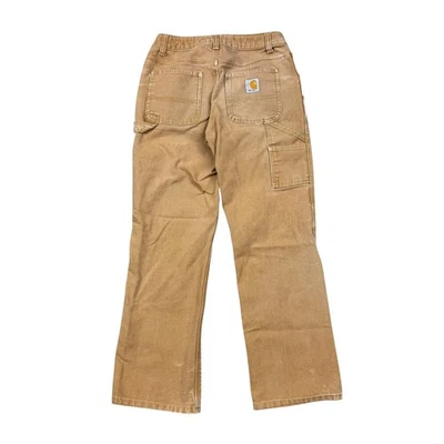 Vintage Y2K Carhartt Carpenter Pants Boys 12 Brown Workwear Utility Canvas - Image 1 of 4