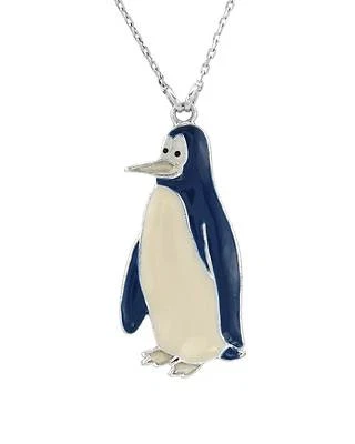 PEREGRINO Skanderborg 3 Tonos Esmalte Adorable Pingüino Collar Tono Plata 30" BN  Foto 1 de 3