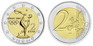 GRIECHENLAND 2 EURO OLYMPISCHE SPIELE ATHEN 2004 BANKFRISCH - Bild 1 von 1
