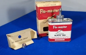 Vintage NOS Flo Master Transparent Black Ink CAN/TIN ORIGINAL BOX - Picture 1 of 11