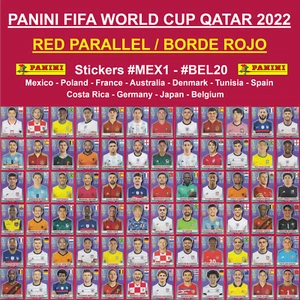 Panini World Cup QATAR 2022 - RED PARALLEL Stickers #MEX1 - #BEL20 - Picture 1 of 192