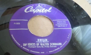 45RPM Capitol Voices Walter Schumann - Dream / Halls of Ivy, high-grade E to E- - Picture 1 of 7