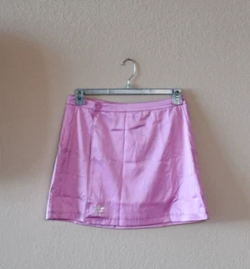 Adidas Women's Pink 2000 Luxe Satin Rhinestone Logo Wrap Skirt Size Medium - Picture 1 of 6