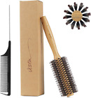 Round Hair Brush Women Bamboo with Pin Tail Comb Natural Boar Bristle Hair Brush