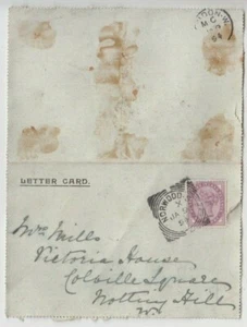Stamp England 1894 printed lettercard with 1d violet sent NORWOOD to Nottinghill - Picture 1 of 2