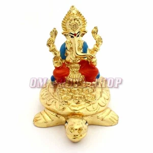 24K Gold Plate Ganesh Statue For Home Temple God Idol For Pooja Room OmPoojaShop - Picture 1 of 4